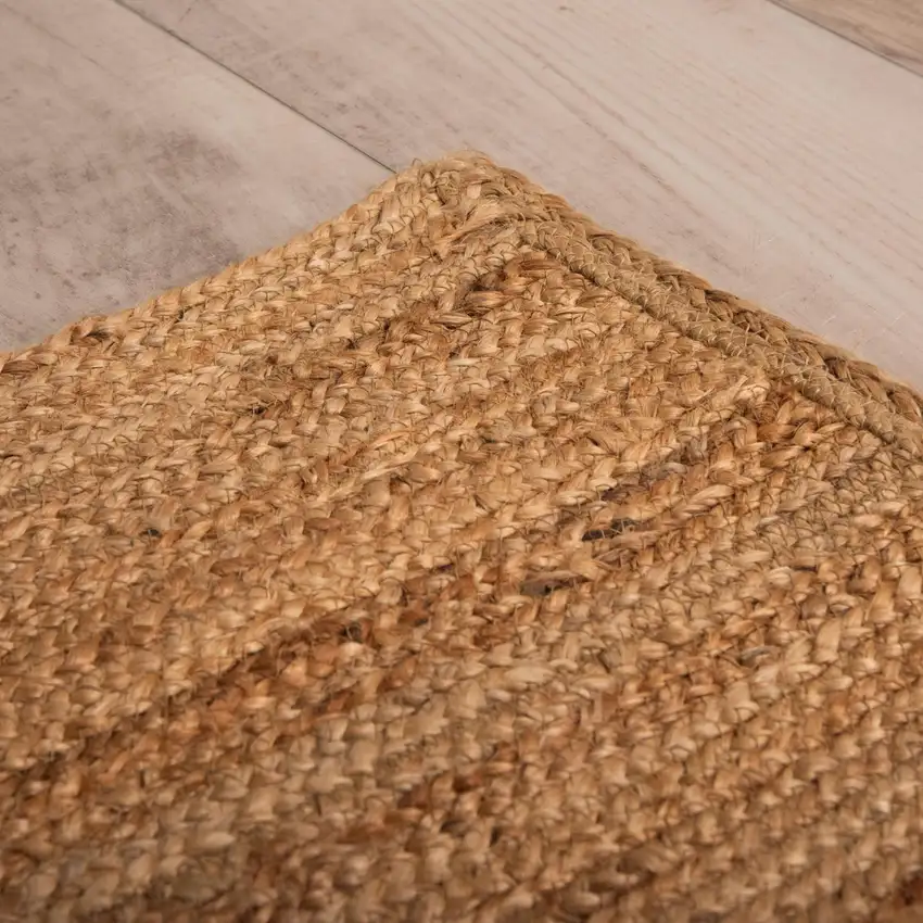 Natural And Beige Jute Hand Woven Area Rug Photo 7