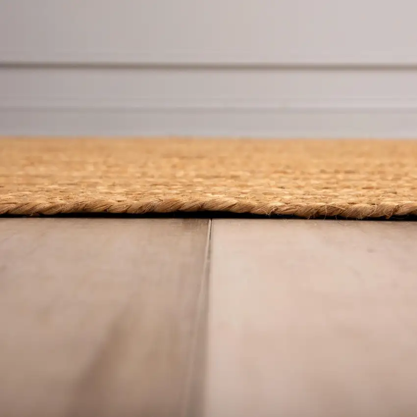 Natural And Beige Jute Hand Woven Area Rug Photo 6