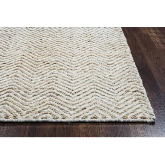 Natural And Beige Wool Chevron Hand Woven Area Rug Photo 4