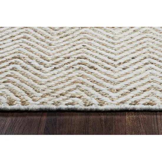 Natural And Beige Wool Chevron Hand Woven Area Rug Photo 2