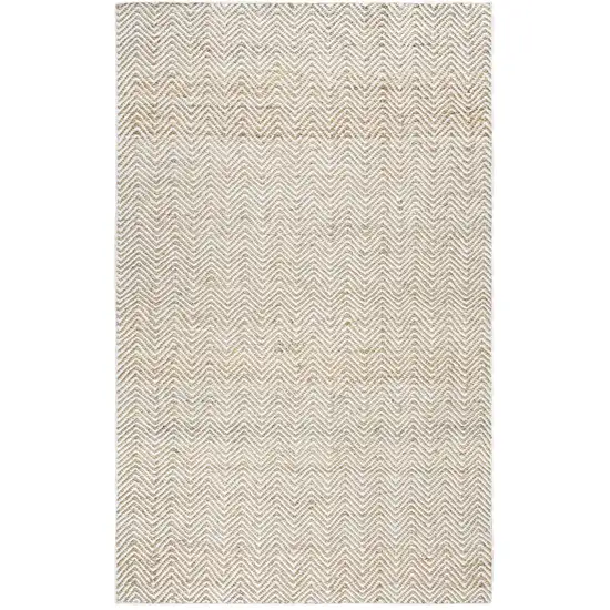 Natural And Beige Wool Chevron Hand Woven Area Rug Photo 3