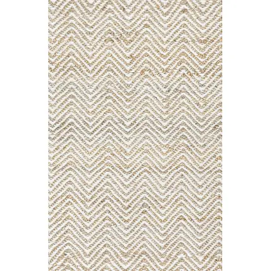 Natural And Beige Wool Chevron Hand Woven Area Rug Photo 5