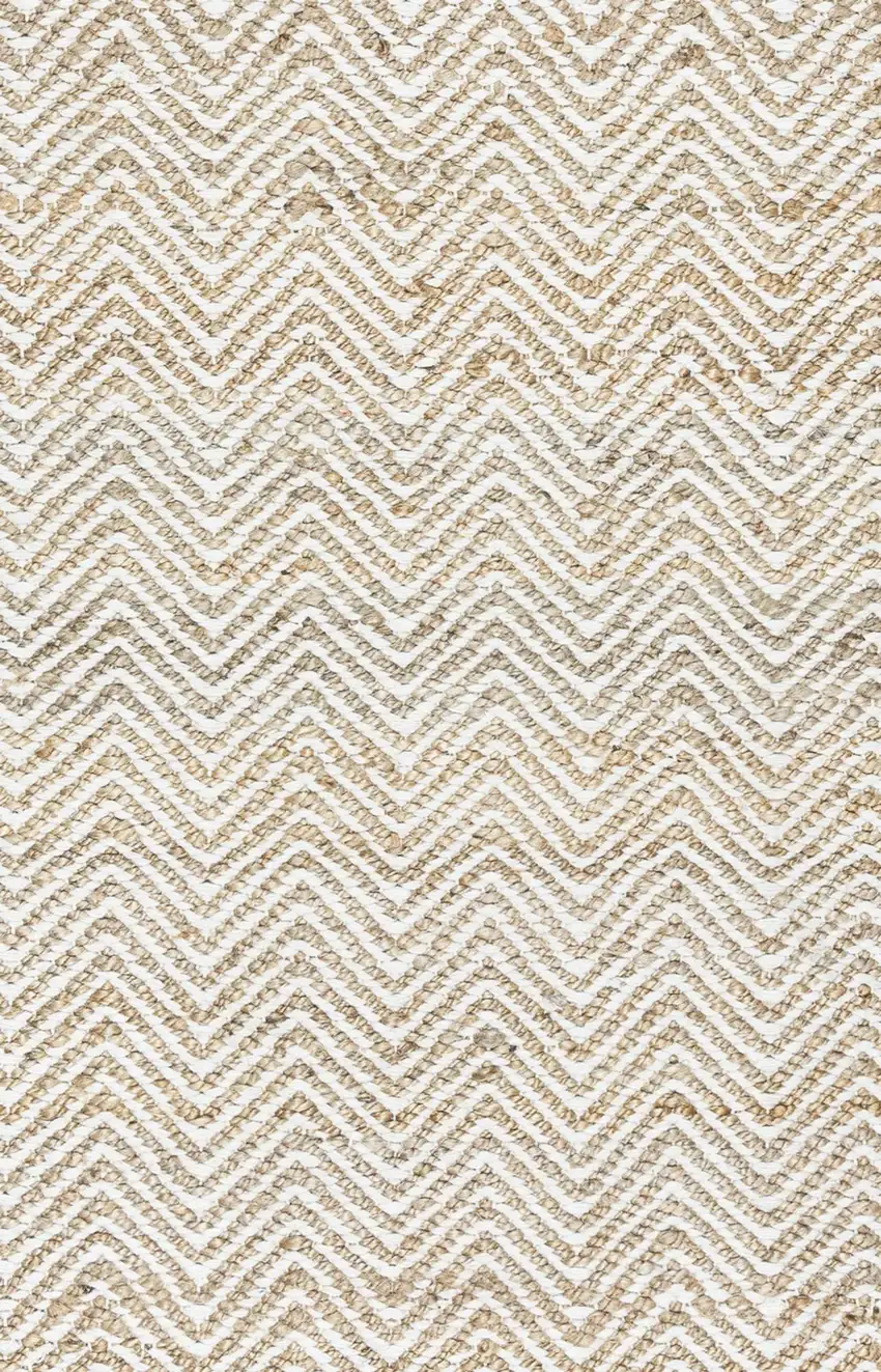 Natural And Beige Wool Chevron Hand Woven Area Rug Photo 5