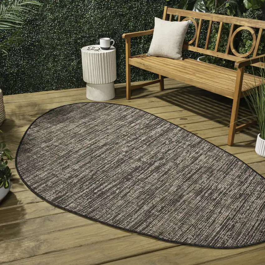 Natural And Black Medallion Indoor Outdoor Area Rug Photo 8