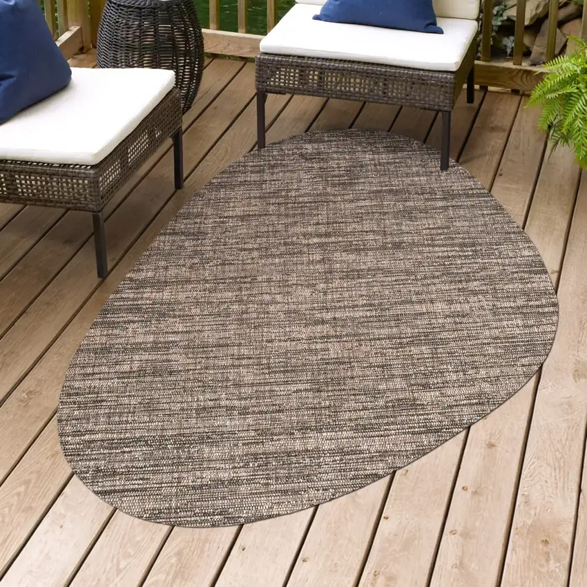Natural And Black Medallion Indoor Outdoor Area Rug Photo 9