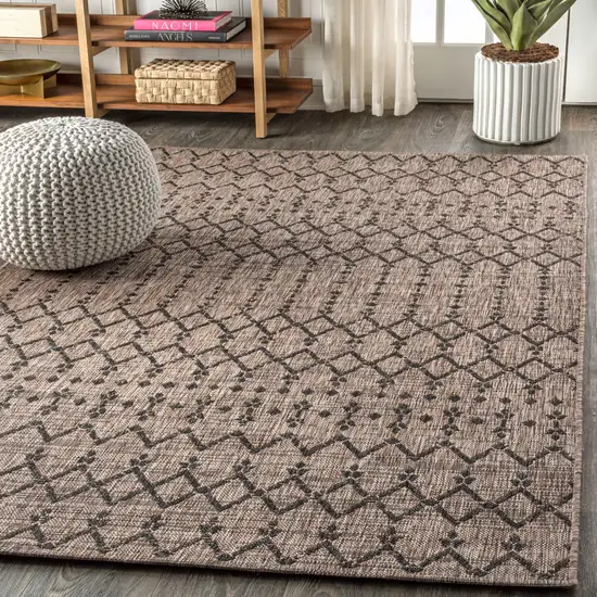 Natural And Black Trellis Indoor Outdoor Area Rug Photo 6