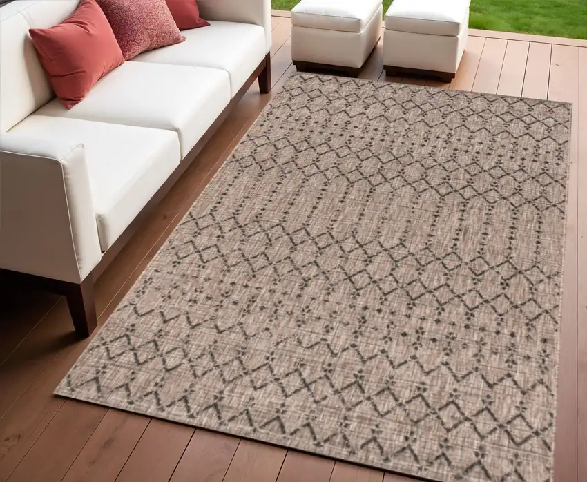 Natural And Black Trellis Indoor Outdoor Area Rug Photo 1
