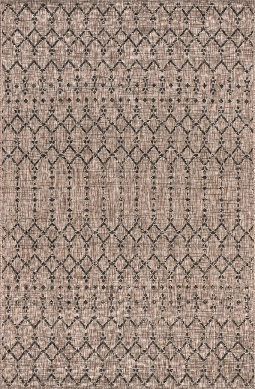 Natural And Black Trellis Indoor Outdoor Area Rug Photo 3