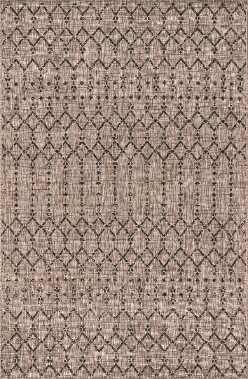 Natural And Black Trellis Indoor Outdoor Area Rug Photo 1