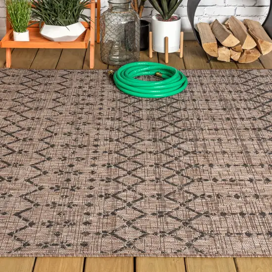 Natural And Black Trellis Indoor Outdoor Area Rug Photo 7