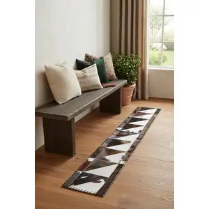 Photo of Natural And Brown Cowhide Patchwork Runner Rug