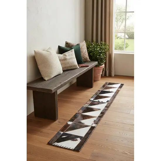 Natural And Brown Cowhide Patchwork Runner Rug Photo 1