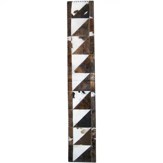 Natural And Brown Cowhide Patchwork Runner Rug Photo 2