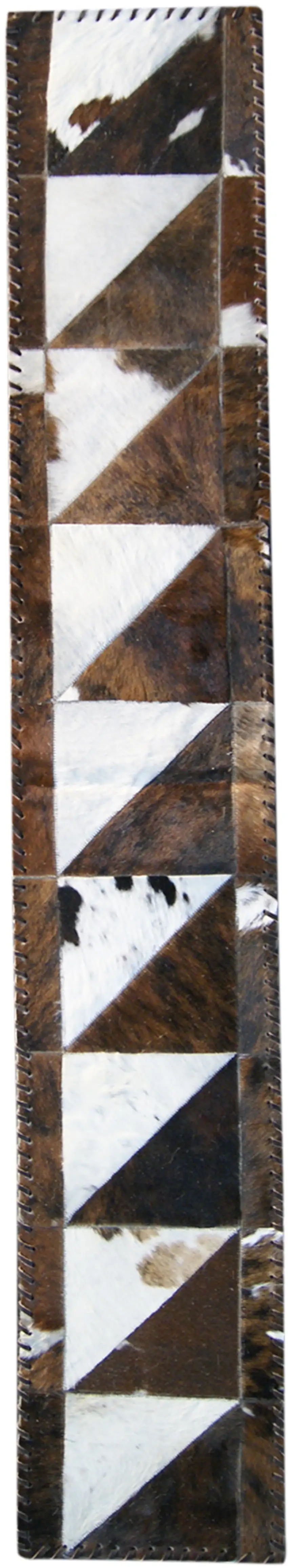 Natural And Brown Cowhide Patchwork Runner Rug Photo 2