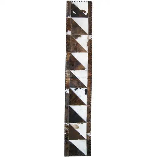 Natural And Brown Cowhide Patchwork Runner Rug Photo 3