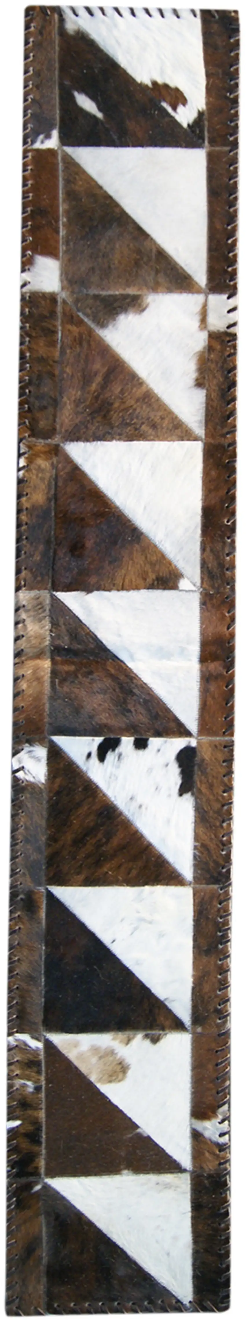 Natural And Brown Cowhide Patchwork Runner Rug Photo 3