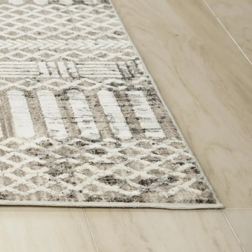 Natural And Brown Geometric Area Rug Photo 3