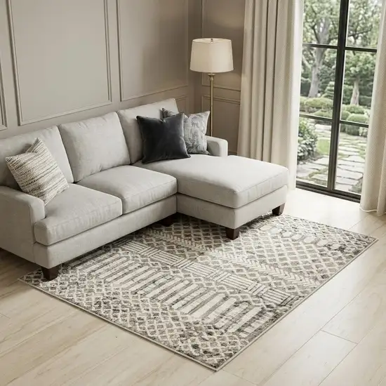 Natural And Brown Geometric Area Rug Photo 1