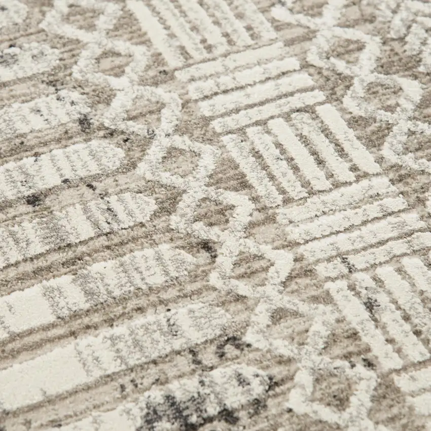 Natural And Brown Geometric Area Rug Photo 6
