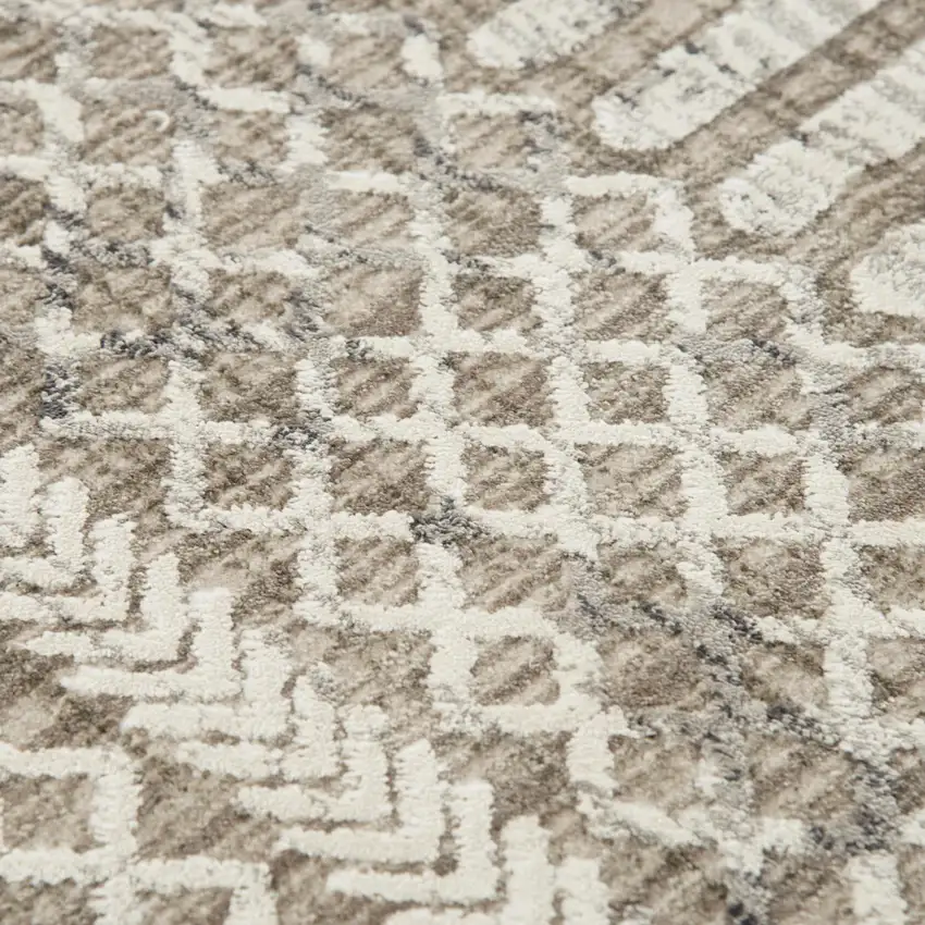 Natural And Brown Geometric Area Rug Photo 5