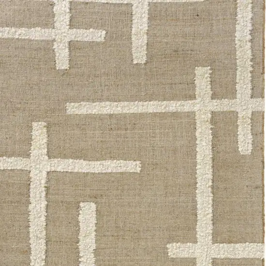 Natural And Ivory Abstract Hand Woven Square Rug Photo 4