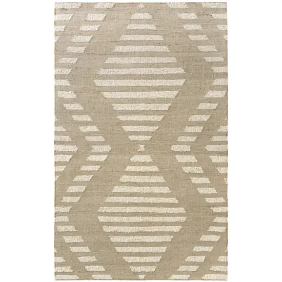 Natural And Ivory Diamond Hand Woven Square Rug Photo 2