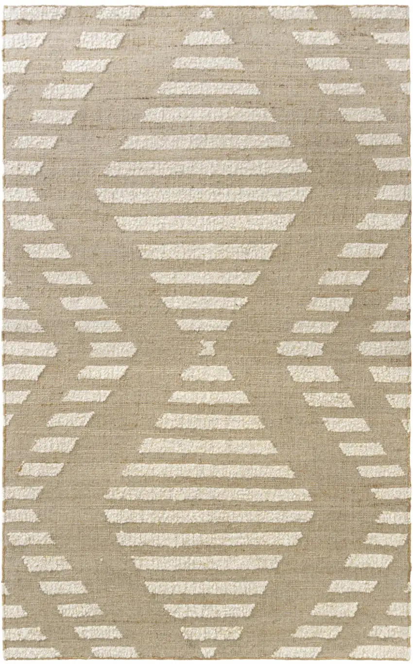 Natural And Ivory Diamond Hand Woven Square Rug Photo 2