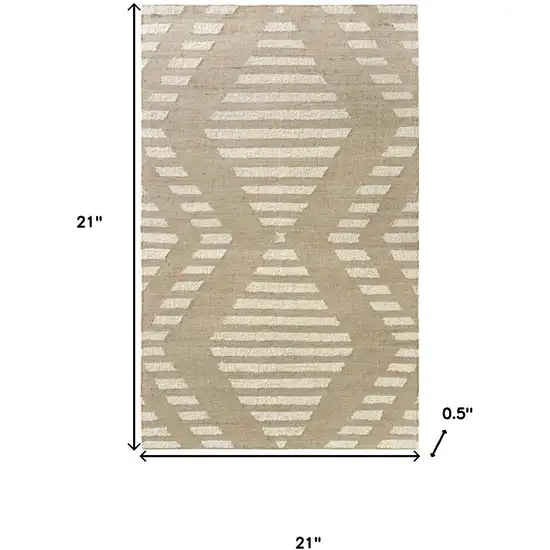 Natural And Ivory Diamond Hand Woven Square Rug Photo 3