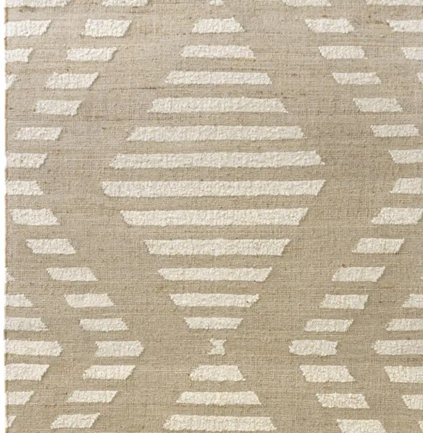 Natural And Ivory Diamond Hand Woven Square Rug Photo 5