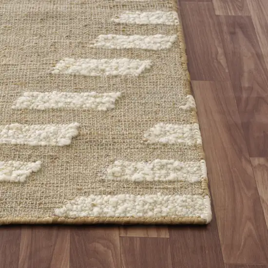 Natural And Ivory Diamond Hand Woven Square Rug Photo 9