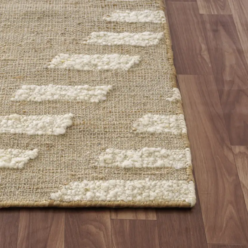 Natural And Ivory Diamond Hand Woven Square Rug Photo 9