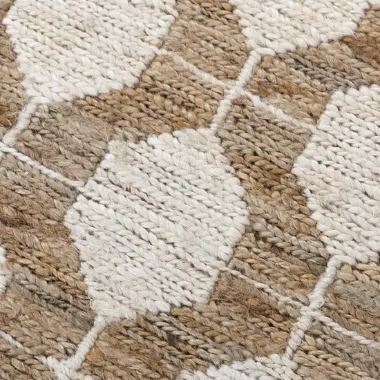 Natural And Ivory Jute Geometric Hand Woven Area Rug Photo 5