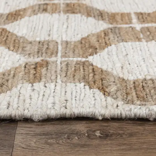 Natural And Ivory Jute Geometric Hand Woven Area Rug Photo 2
