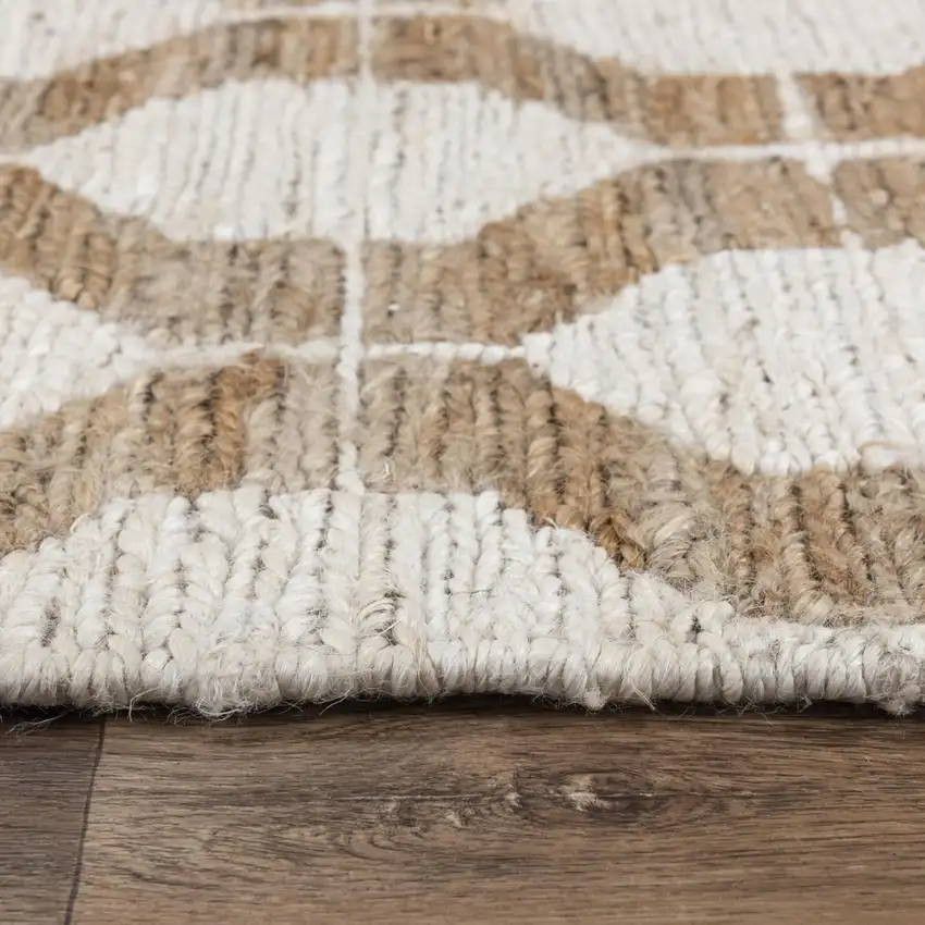 Natural And Ivory Jute Geometric Hand Woven Area Rug Photo 2