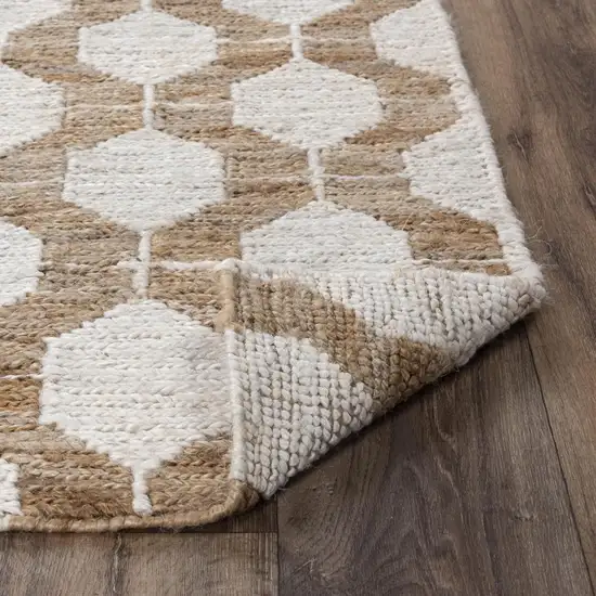 Natural And Ivory Jute Geometric Hand Woven Area Rug Photo 7