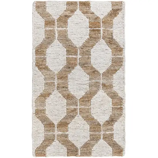 Natural And Ivory Jute Geometric Hand Woven Area Rug Photo 3