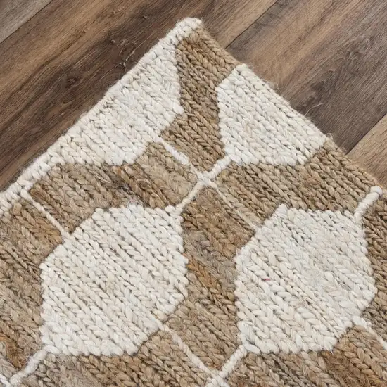 Natural And Ivory Jute Geometric Hand Woven Area Rug Photo 6