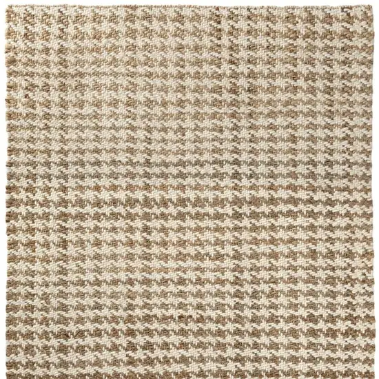 Natural And Ivory Jute Striped Hand Woven Square Rug Photo 5