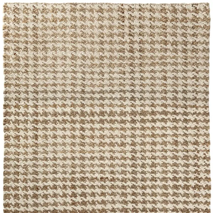 Natural And Ivory Jute Striped Hand Woven Square Rug Photo 5