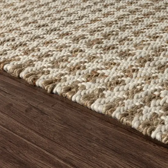 Natural And Ivory Jute Striped Hand Woven Square Rug Photo 7