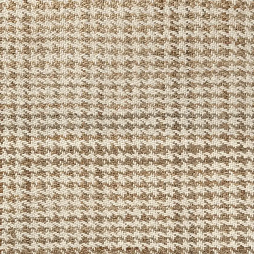Natural And Ivory Jute Striped Hand Woven Square Rug Photo 4