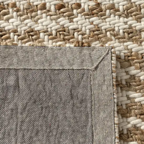 Natural And Ivory Jute Striped Hand Woven Square Rug Photo 9
