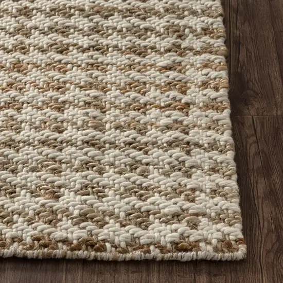 Natural And Ivory Jute Striped Hand Woven Square Rug Photo 8