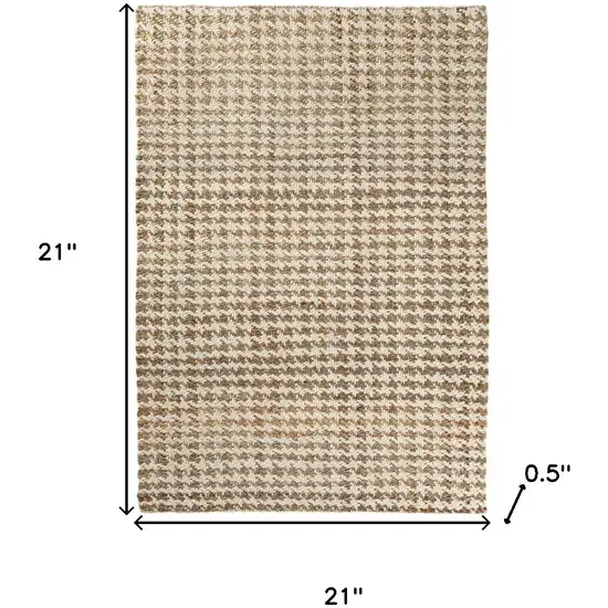 Natural And Ivory Jute Striped Hand Woven Square Rug Photo 3