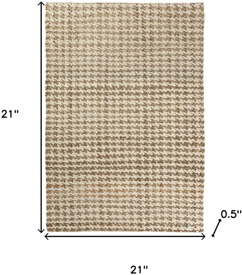 Natural And Ivory Jute Striped Hand Woven Square Rug Photo 3