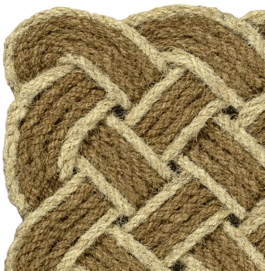 Natural And Light Yellow Geometric Handmade Indoor Outdoor Area Rug Photo 2