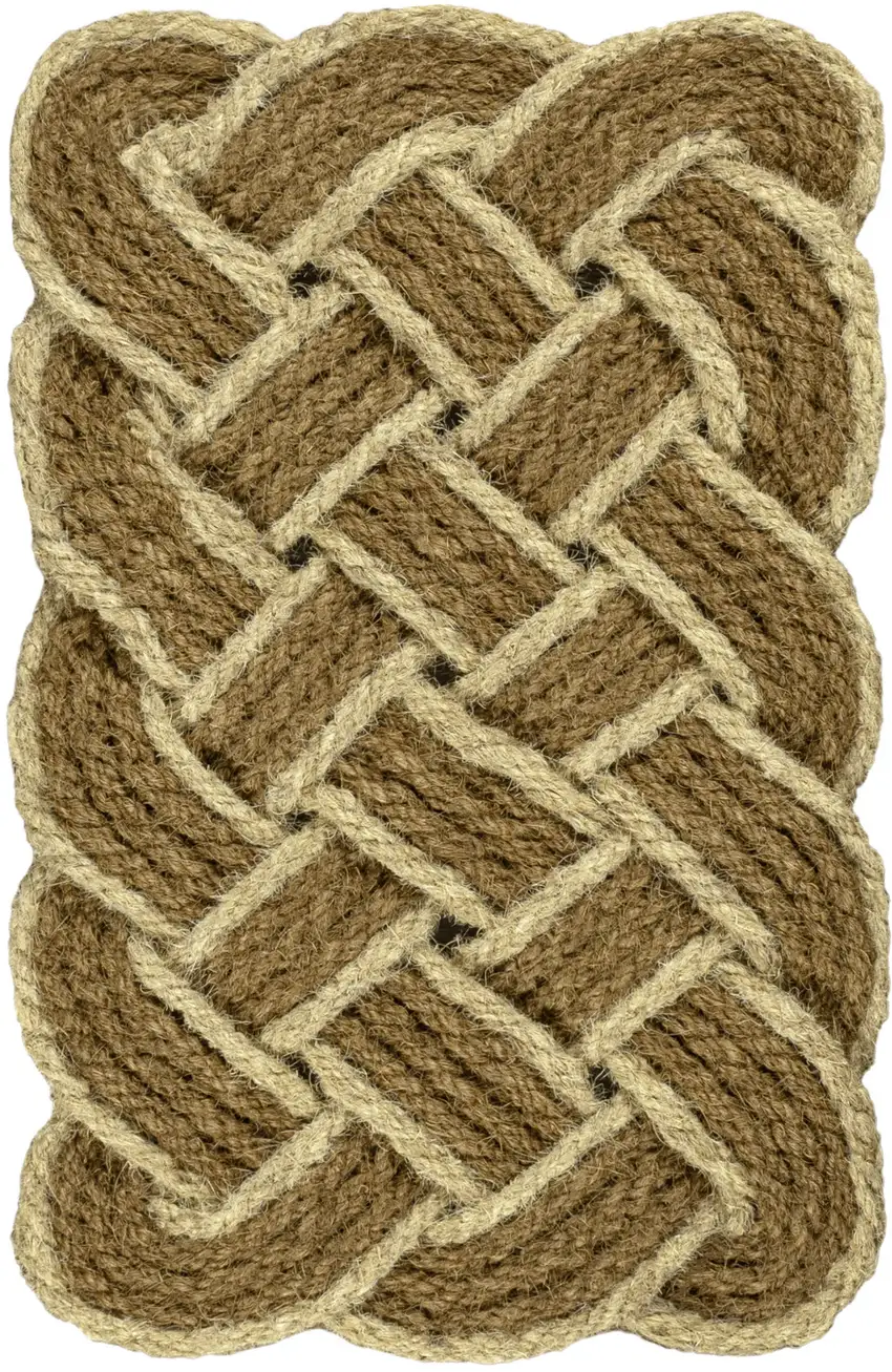 Natural And Light Yellow Geometric Handmade Indoor Outdoor Area Rug Photo 3