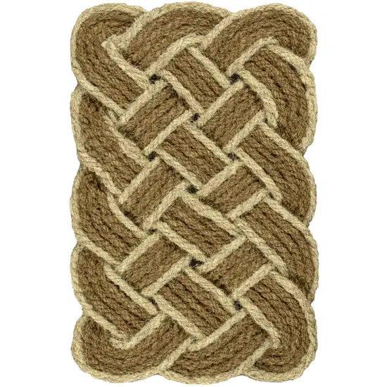 Natural And Light Yellow Geometric Handmade Indoor Outdoor Area Rug Photo 3