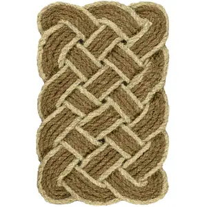 Photo of Natural And Light Yellow Geometric Handmade Indoor Outdoor Area Rug
