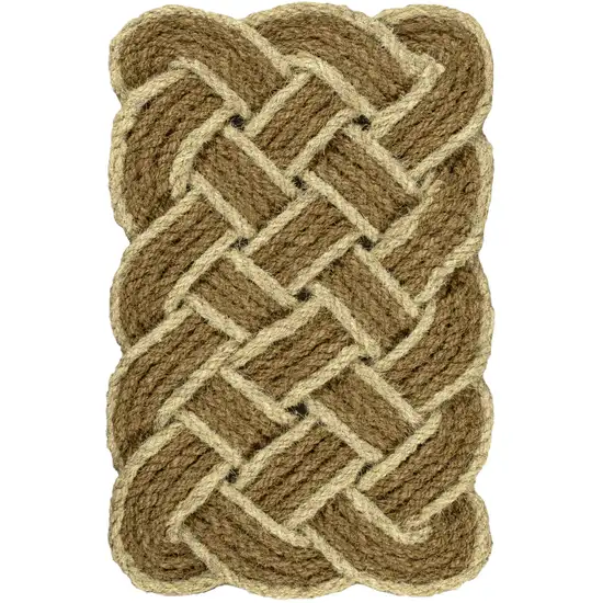 Natural And Light Yellow Geometric Handmade Indoor Outdoor Area Rug Photo 1